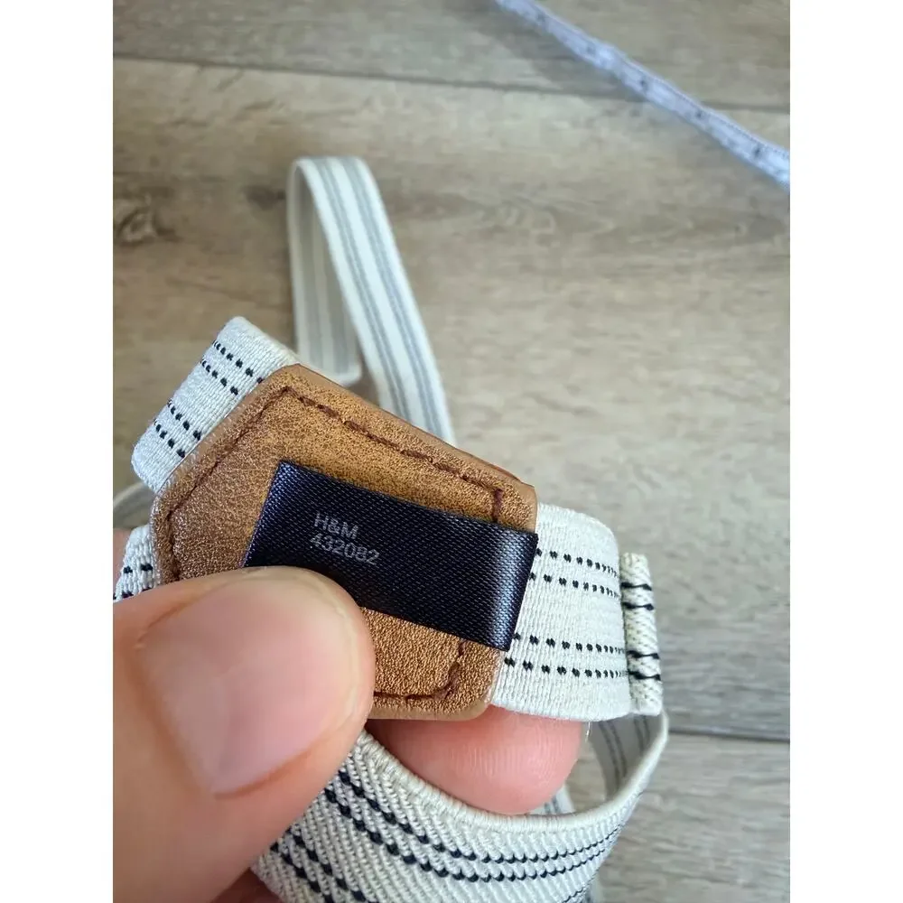 H&M Tan and Blue Suspenders with Adjustable Elastic Straps